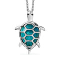 D'Joy Chrysocolla and White Zircon 6.50 ctw Turtle Pendant in Platinum Over Sterling Silver with Stainless Steel Necklace 20 Inches - Sticky add to cart bar