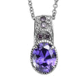 Simulated Tanzanite and Blue Color Diamond 4.80 ctw Pendant Necklace in Stainless Steel 20 Inches - Sticky add to cart bar