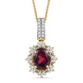 D'Joy Premium Radiant Ember Garnet, Paraiba Tourmaline and Diamond 2.00 ctw Sunray Pendant Necklace in 18K Vermeil Yellow Gold Over Sterling Silver 20 Inches - Sticky add to cart bar