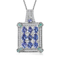 D'Joy Premium Tanzanite, Paraiba Tourmaline and Diamond 2.00 ctw 9 Planet Pendant Necklace in Rhodium Over Sterling Silver 20 Inches - Sticky add to cart bar