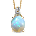 D'Joy Premium Ethiopian Welo Opal, Paraiba Tourmaline and Diamond 3.15 ctw Aurora Moon Pendant Necklace in 18K Vermeil Yellow Gold Over Sterling Silver 20 Inches - Sticky add to cart bar