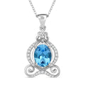 Swiss Blue Topaz and White Zircon 2.40 ctw Pendant Necklace (18 Inches) in Rhodium Over Sterling Silver - Sticky add to cart bar