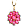 Mulberry Moonstone and White Zircon 7.25 ctw Pendant Necklace in 18K Vermeil Yellow Gold Over Sterling Silver 18 Inches - Sticky add to cart bar