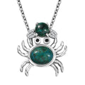D'Joy Chrysocolla and White Zircon 5.10 ctw Mystic Crab Pendant in Platinum Over Sterling Silver with Stainless Steel Necklace 20 Inches - Sticky add to cart bar