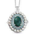EverTrue Chrysocolla and Multi Gemstone 9.50 ctw Embraces the Ocean Pendant in Platinum Bond with Stainless Steel Necklace 20 Inches - Sticky add to cart bar