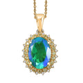 EverTrue Peacock Quartz (Triplet) and Multi Gemstone 6.50 ctw Peacock Feathers Pendant in 18K YG Plated with ION Plated YG Stainless Steel Necklace 20 Inches - Sticky add to cart bar