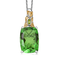 EverTrue Chartreuse Quartz (Triplet) and Peridot 15.20 ctw Butterfly Pendant in 18K YG Plated and Platinum Bond with Stainless Steel Necklace 20 Inches