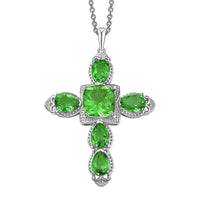 D'Joy Chartreuse Quartz (Triplet) 11.10 ctw Cross Pendant Necklace in Platinum Over Sterling Silver 20 Inches
