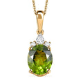 D'Joy Premium Hebei Peridot and Moissanite 4.00 ctw Celestial Radiance Pendant Necklace 20 Inches in 18K Vermeil Yellow Gold Over Sterling Silver - Sticky add to cart bar