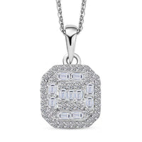 Luxuriant Lab Grown Diamond SI 0.50 ctw Art Deco Pendant Necklace 20 Inches in Rhodium Over Sterling Silver