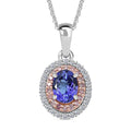 D'Joy Premium Tanzanite, Luxuriant Lab Grown Blue and White Diamond Twilight Reverie Pendant Necklace (20 Inches) in Rhodium Over Sterling Silver 1.45 ctw - Sticky add to cart bar