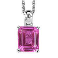 EverTrue Patroke Quartz and White Zircon 7.00 ctw Celestial Glow Pendant in Platinum Bond with Stainless Steel Necklace 20 Inches