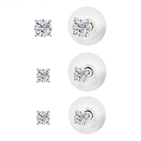 D'Joy Set of 3 Moissanite 2.85 ctw Stud Earrings in Rhodium Over Sterling Silver