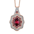 D'Joy Tanzanian Wine Garnet and White Zircon 2.70 ctw Scarlet Aura Pendant Necklace in 18K Vermeil Rose Gold Over Sterling Silver 20 Inches - Sticky add to cart bar