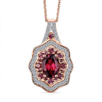 D'Joy Tanzanian Wine Garnet and White Zircon 2.70 ctw Scarlet Aura Pendant Necklace in 18K Vermeil Rose Gold Over Sterling Silver 20 Inches
