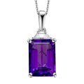 D'Joy AAA Lusaka Amethyst and Moissanite 7.80 ctw Art Deco Pendant Necklace in Rhodium Over Sterling Silver 20 Inches - Sticky add to cart bar