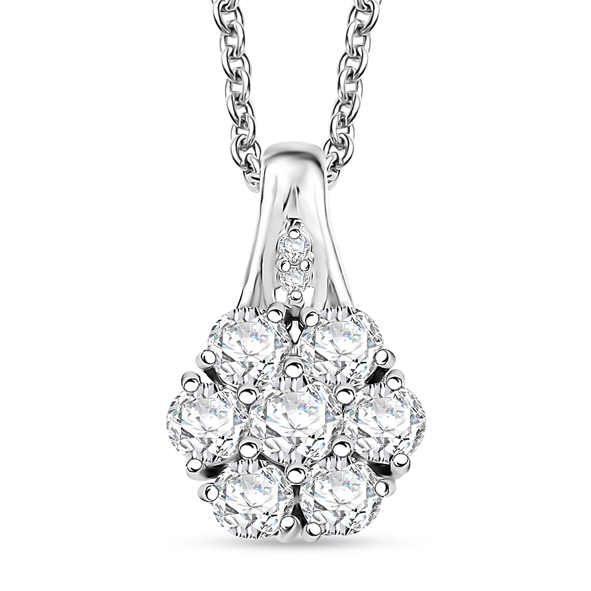 D'Joy Moissanite 1.35 ctw Pendant Necklace in Rhodium Over Sterling Silver 20 Inches