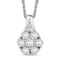 D'Joy Moissanite 1.35 ctw Pendant Necklace in Rhodium Over Sterling Silver 20 Inches