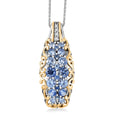 D'Joy Kagem Zambian Emerald, White Zircon Pendant Necklace (20 Inches) in 18K Vermeil YG and Rhodium Over Sterling Silver 1.90 ctw - Sticky add to cart bar