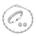 Luxuriant Lab Grown Diamond SI-I1 2.80 ctw Ring (Size 6.0) and Stud Earrings and Linking Bracelet (7.25In) in Rhodium Over Sterling Silver - Sticky add to cart bar