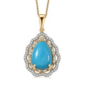 D'Joy Premium Sleeping Beauty Turquoise, Paraiba Tourmaline and Diamond 4.60 ctw Water Ripples Pendant Necklace in 18K Vermeil Yellow Gold Over Sterling Silver 20 Inches - Sticky add to cart bar