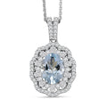 D'Joy Premium Mangoro Aquamarine and Moissanite 2.40 ctw Pendant Necklace in Rhodium Over Sterling Silver 20 Inches - Sticky add to cart bar