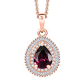 D’Joy AAA Radiant Ember Garnet and Diamond 1.65 ctw Eternal Flame Pendant Necklace 20 Inches in 18K Vermeil Rose Gold Over Sterling Silver - Sticky add to cart bar