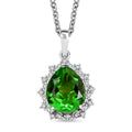 D'Joy Chartreuse Quartz (Triplet) and White Zircon 5.15 ctw Leaves Pendant in Platinum Over Sterling Silver with Stainless Steel Necklace 20 Inches - Sticky add to cart bar