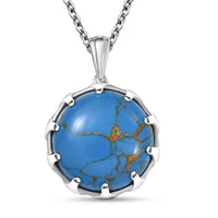 EverTrue Mojave Blue Turquoise 17.50 ctw Pendant in Platinum Bond with Stainless Steel Necklace 20 Inches