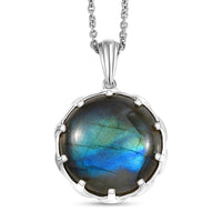 EverTrue Mojave Blue Turquoise 17.50 ctw Pendant in Platinum Bond with Stainless Steel Necklace 20 Inches