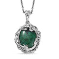 EverTrue Chrysocolla and White Zircon 19.25 ctw Dragon's Embrace Pendant in Platinum Bond with Stainless Steel Necklace 20 Inches - Sticky add to cart bar
