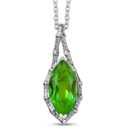 D'Joy Chartreuse Quartz (Triplet) 4.50 ctw Forest Fang Pendant Necklace in Platinum Over Sterling Silver 20 Inches