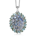 D'Joy Peacock Tanzanite and Multi Gemstone 4.75 ctw Galaxy Pendant Necklace 20 Inches in Rhodium Over Sterling Silver - Sticky add to cart bar