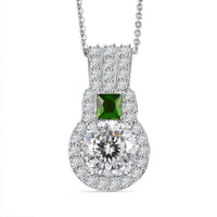 D'Joy 120 Facet Moissanite and Chrome Diopside 3.60 ctw Pendant Necklace in Rhodium Over Sterling Silver 20 Inches