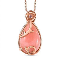 D''Joy Vinicunca Peruvian Opal, Lotus Garnet Pendant Necklace (18 Inches) in 18K Vermeil RG Over Sterling Silver 2.30 ctw