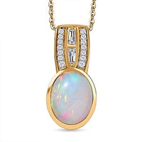 Ethiopian Welo Opal and Ethiopian Welo Opal Ethiopian Welo Opal Pendant 1.98 ctw Necklace in Vermeil YG Over Sterling Silver 20 Inches