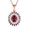 D'Joy Premium Tanzanian Wine Garnet and Multi Gemstone 3.00 ctw Crown Blaze Pendant Necklace in 18K Vermeil Rose Gold Over Sterling Silver 20 Inches - Sticky add to cart bar
