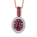 D'Joy Premium Tanzanian Wine Garnet and White Zircon 0.90 ctw Circle of Flame Pendant Necklace in 18K Vermeil Rose Gold Over Sterling Silver 20 Inches - Sticky add to cart bar