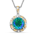 EverTrue Peacock Quartz (Triplet) 11.65 ctw Royal Peacock Crest Two-Tone Pendant in 18K YG Plated and Platinum Bond with Stainless Steel Necklace 20 Inches - Sticky add to cart bar