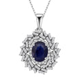 D'Joy Masoala Sapphire (D), Moissanite Pendant Necklace (20 Inches) in Rhodium Over Sterling Silver 3.65 ctw - Sticky add to cart bar