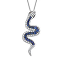 D'Joy Ceylon Blue Sapphire, Multi Gemstone Serpent Pendant Necklace (18 Inches) in Rhodium Over Sterling Silver 2.00 ctw - Sticky add to cart bar