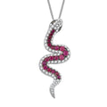 D'Joy Ceylon Blue Sapphire, Multi Gemstone Serpent Pendant Necklace (18 Inches) in Rhodium Over Sterling Silver 2.00 ctw - Sticky add to cart bar