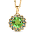 EverTrue Chartreuse Quartz (Triplet), Signity Ice Blue and Paraiba Topaz 4.70 ctw Sunspire Bloom Pendant in 18K YG Plated with ION Plated Stainless Steel Necklace 20 Inches - Sticky add to cart bar