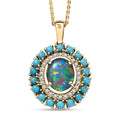 D'Joy Elysian Opal (Triplet) and Multi Gemstone 2.30 ctw Star in Night Sky Pendant Necklace in 18K Vermeil Yellow Gold Over Sterling Silver 20 Inches - Sticky add to cart bar