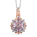 (Do Not Schedule For LS) D'Joy Narsipatnam Pink Spinel 1.90 ctw Floral Empress Pendant Necklace in 18K Vermeil RG and Rhodium Over Sterling Silver 20 Inches - Sticky add to cart bar
