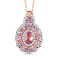 D'Joy Narsipatnam Pink Spinel and Moissanite 2.00 ctw Royal Bloom Pendant Necklace in 18K Vermeil Rose Gold Over Sterling Silver 20 Inches - Sticky add to cart bar
