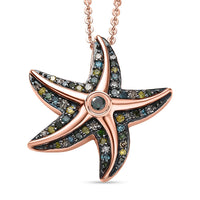 Multi Color Diamond 0.35 ctw Pendant Necklace (20 Inches) in 18K Vermeil RG Over Sterling Silver