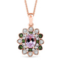 D'Joy Premium Martha Rocha Kunzite and Multi Gemstone 2.25 ctw Blooming Flower Pendant Necklace in 18K Vermeil Rose Gold Over Sterling Silver 20 Inches - Sticky add to cart bar