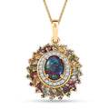 D'Joy Elysian Opal (Triplet) and Multi Gemstone 4.80 ctw Aurora Bloom Pendant Necklace in 18K Vermeil Yellow Gold Over Sterling Silver 20 Inches - Sticky add to cart bar