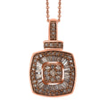 D'Joy Natural Champagne Diamond 0.50 ctw Art Deco Pendant Necklace 20 Inches in 18K Vermeil Rose Gold Over Sterling Silver - Sticky add to cart bar